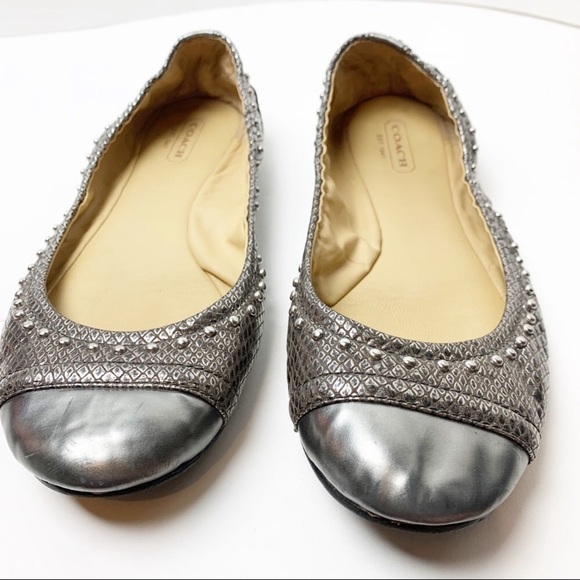 Coach Delia silver studded ballet flats - Picture 2 of 7